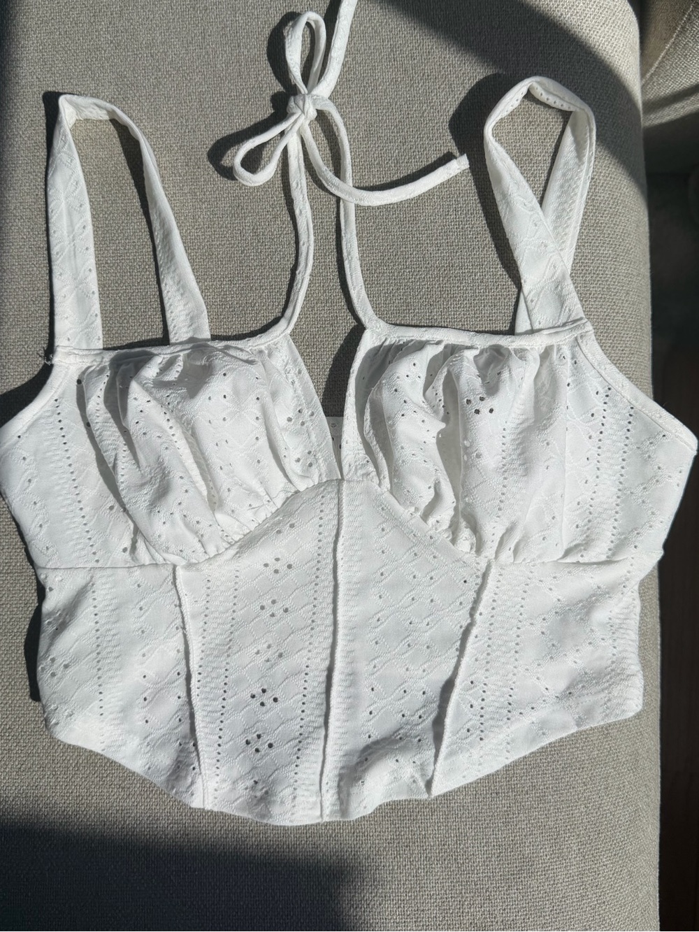 White Eyelet Bustier Crop Top